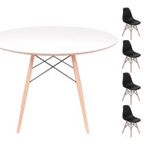 Conjunto Mesa Eames Branca 120cm + 4 Cadeiras Preta Conjunto Mesa Eames Branca 120cm + 4 Cadeiras Preta