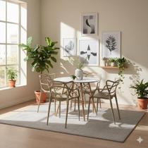 Conjunto Mesa Eames Branca 90cm com 4 Cadeiras Allegra Fendi Empilhável Inmetro Sala Cozinha Jantar La Mobilia Conjunto Mesa Eames Branca 90cm com 4 Cadeiras Allegra Fendi Empilhável Inmetro Sala Cozinha Jantar La Mobilia