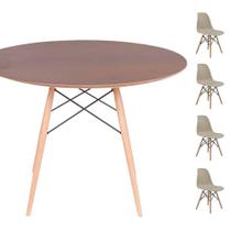 Conjunto Mesa Eames Eiffel DSW Redonda Imbuia 120cm + 4 Cadeiras Eames DSW - Fendi