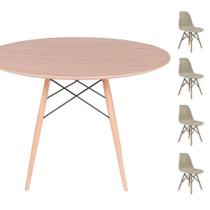 Conjunto Mesa Eames Freijó 120cm + 4 Cadeiras Fendi Conjunto Mesa Eames Freijó 120cm + 4 Cadeiras Fendi