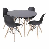 Conjunto mesa eames preta 110cm e 4 cadeiras eames pp preta