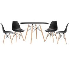 Conjunto Mesa Eames Preta 110cm E 4 Cadeiras Eames Pp Preta