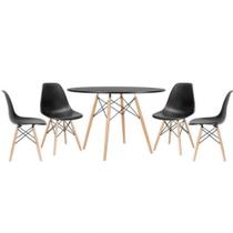 Conjunto Mesa Eames Preta 110cm E 4 Cadeiras Eames Pp Preta Conjunto Mesa Eames Preta 110cm E 4 Cadeiras Eames Pp Preta