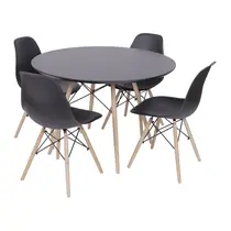 Conjunto Mesa Eames Preta 90cm E 4 Cadeiras Eames Pp Preta