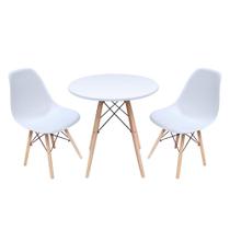Conjunto Mesa Eames Redonda 70cm Branca + 4 Cadeiras PP para Sala de Jantar