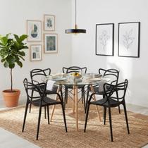 Conjunto Mesa Eames Vidro 110cm + 5 Cadeiras Allegra Seat&Co Conjunto Mesa Eames Vidro 110cm + 5 Cadeiras Allegra Seat&Co