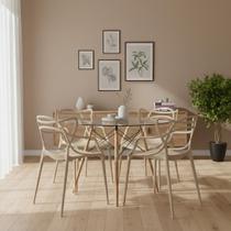 Conjunto Mesa Eames Vidro 90cm + 4 Cadeiras Allegra Seat&Co
