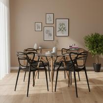 Conjunto Mesa Eames Vidro 90cm + 4 Cadeiras Allegra Seat&Co Conjunto Mesa Eames Vidro 90cm + 4 Cadeiras Allegra Seat&Co