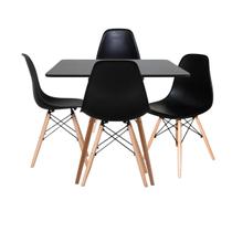 Conjunto Mesa Eiffel 80cm Quadrada 4 Cadeiras Eiffel Eames