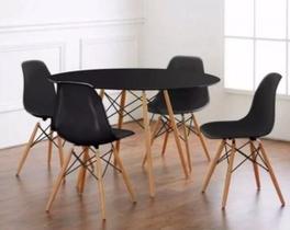 Conjunto Mesa Eiffel 90Cm Preta + 4 Cadeiras Dsw Eiffel Desi