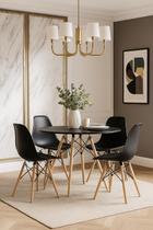 Conjunto Mesa Eiffel 90cm Preta e 4 Cadeiras Eiffel Design Charles Eames Preta