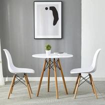 Conjunto Mesa Eiffel Eames 70cm Branca com duas Cadeiras - J L Barigui Móveis