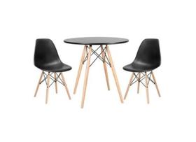 Conjunto Mesa Eiffel Redonda 70 Cm Mdf + 2 Cadeira Eames Eif