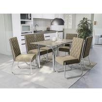 Conjunto Mesa Elba com 6 Cadeiras Toronto Cromado/Bege - Kappesberg