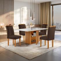 Conjunto Mesa Elis 120cm X 90cm com 4 Cadeiras Carolina Tampo Slim Plus com Vidro Conjunto Mesa Elis 120cm X 90cm com 4 Cadeiras Carolina Tampo Slim Plus com Vidro