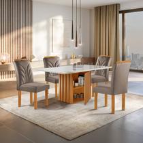 Conjunto Mesa Elis 120cm X 90cm com 4 Cadeiras Carolina Tampo Slim Plus com Vidro Conjunto Mesa Elis 120cm X 90cm com 4 Cadeiras Carolina Tampo Slim Plus com Vidro