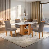 Conjunto Mesa Elis 120cm X 90cm com 4 Cadeiras Luisa Tampo Slim Plus com Vidro Conjunto Mesa Elis 120cm X 90cm com 4 Cadeiras Luisa Tampo Slim Plus com Vidro
