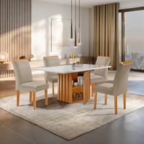 Conjunto Mesa Elis 120cm X 90cm com 4 Cadeiras Luisa Tampo Slim Plus com Vidro Conjunto Mesa Elis 120cm X 90cm com 4 Cadeiras Luisa Tampo Slim Plus com Vidro