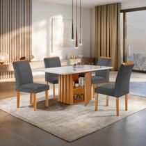 Conjunto Mesa Elis 120cm X 90cm com 4 Cadeiras Luisa Tampo Slim Plus com Vidro Conjunto Mesa Elis 120cm X 90cm com 4 Cadeiras Luisa Tampo Slim Plus com Vidro