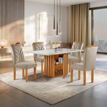 Conjunto Mesa Elis 120cmx90cm com 4 Cadeiras Carolina Tampo Slim Plus com Vidro Conjunto Mesa Elis 120cmx90cm com 4 Cadeiras Carolina Tampo Slim Plus com Vidro