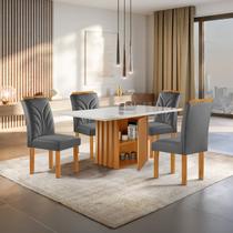 Conjunto Mesa Elis 120cmx90cm com 4 Cadeiras Carolina Tampo Slim Plus com Vidro Conjunto Mesa Elis 120cmx90cm com 4 Cadeiras Carolina Tampo Slim Plus com Vidro