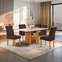 Conjunto Mesa Elis 120cmx90cm com 4 Cadeiras Luisa Tampo Slim Plus com Vidro Conjunto Mesa Elis 120cmx90cm com 4 Cadeiras Luisa Tampo Slim Plus com Vidro