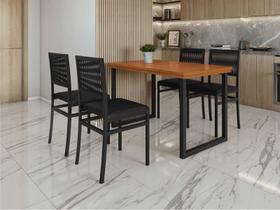 Conjunto Mesa em Madeira e 4 Cadeiras com Corda Naútica - Paonanda Decor Conjunto Mesa em Madeira e 4 Cadeiras com Corda Naútica - Paonanda Decor