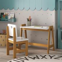 Conjunto Mesa Escrivaninha + 1 Cadeira Infantil Sofia Madeira de Pinus / Mdf Conjunto Mesa Escrivaninha + 1 Cadeira Infantil Sofia Madeira de Pinus / Mdf