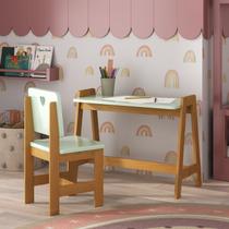 Conjunto Mesa Escrivaninha + 1 Cadeira Infantil Sofia Madeira Maciça e MDF Conjunto Mesa Escrivaninha + 1 Cadeira Infantil Sofia Madeira Maciça e MDF