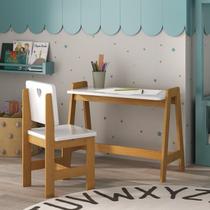 Conjunto Mesa Escrivaninha + 1 Cadeira Infantil Sofia Madeira Maciça / Mdf