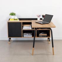 Conjunto Mesa Escrivaninha 136cm e Balcão Hanover/Nero