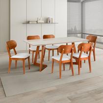 Conjunto Mesa Espanha com 6 Cadeiras Madeira Maciça, Multilaminada e Estofada Letícia Yescasa Conjunto Mesa Espanha com 6 Cadeiras Madeira Maciça, Multilaminada e Estofada Letícia Yescasa