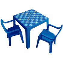 Conjunto Mesa Estampada E 2 Cadeiras Infantil Mor Plástica Azul