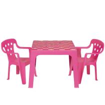 Conjunto Mesa Estampada E 2 Cadeiras Infantil Mor Plástica Rosa