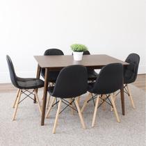 Conjunto Mesa Finlândia 120x75,3cm Tampo MDF com 6 Cadeiras Eiffel Botonê Preto