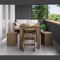 Conjunto Mesa Fixa 4 Banquetas Baixas Ameixa Negra Lilies