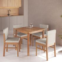 Conjunto Mesa Genova 80x80 Cm com 4 Cadeiras Arezzo para Área Gourmet - Amêndoa