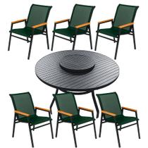 Conjunto Mesa Giratória com 6 Poltronas Cadeiras Modelo Praia Nossa Kasa Cor Verde - Lançamento