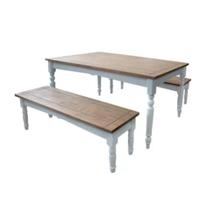 Conjunto Mesa Gourmet 160x80 com Bancos - Pés Torneados - Tommy Design