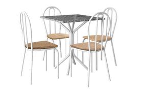 Conjunto Mesa Granito 0,70cm Cromo Branco com 4 Cadeiras (004) Escolha sua cor THAIS - ARTEFAMOL 4227