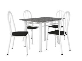 Conjunto Mesa Granito 1,00x0,60cm Branco com 4 Cadeiras (050) Escolha sua Cor MONIQUE - ARTEFAMOL
