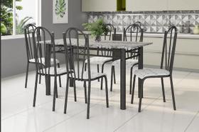 Conjunto Mesa Granito 1,40x0,75cm Cromo Preto com 6 Cadeiras (021) Escolha sua Cor LUANA POP - ARTEFAMOL 7526