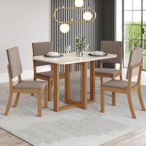 Conjunto Mesa Henn Natali Tampo De Vidro 4 Cadeiras Nature/off White/marrom Amêndoa Conjunto Mesa Henn Natali Tampo De Vidro 4 Cadeiras Nature/off White/marrom Amêndoa