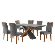 Conjunto Mesa Imperatriz com 6 Cadeiras Amsterdã em Mdf Rufato