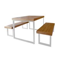 Conjunto Mesa Industrial Bernardo 1,30m Ferragem Branca com 2 Bancos Industrial Bernardo Conjunto Mesa Industrial Bernardo 1,30m Ferragem Branca com 2 Bancos Industrial Bernardo
