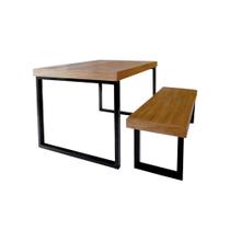 Conjunto Mesa Industrial Bernardo 1,50m Ferragem Preta com Banco Industrial Bernardo