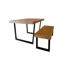 Conjunto Mesa Industrial Eco Lanna 1,80m Ferragem Preta com Banco Industrial Eco Lanna - MAHARA