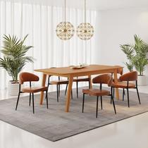 Conjunto Mesa Industrial Elegance e 6 Cadeiras Bless Retangular 180cm Tampo MDF Marrom e Whiskey Yescasa