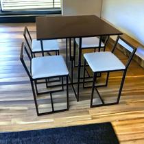 Conjunto Mesa Industrial Preto Cadeira Confort Estofado