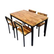 Conjunto Mesa Industrial Tavolo 1,20m Com 4 Cadeiras Industrial Amadeirado Conjunto Mesa Industrial Tavolo 1,20m Com 4 Cadeiras Industrial Amadeirado